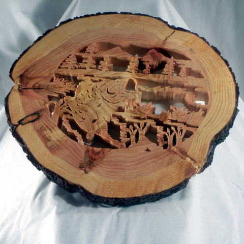 Fish Jumping Out of Water � Scrolled - Pine � Item 166