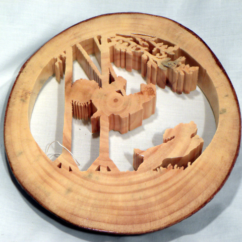 Child on Swing w/ Dog � Scrolled - Pine � Item 181