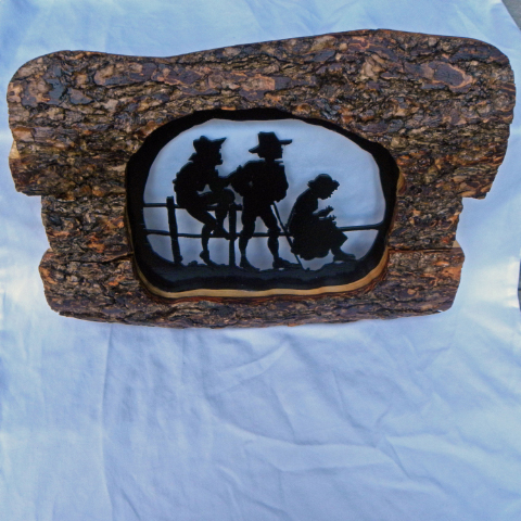 Tom Sawyer, Huck Finn, Becky Thatcher in Pine Frame - Scrolled - Pine - Item 215