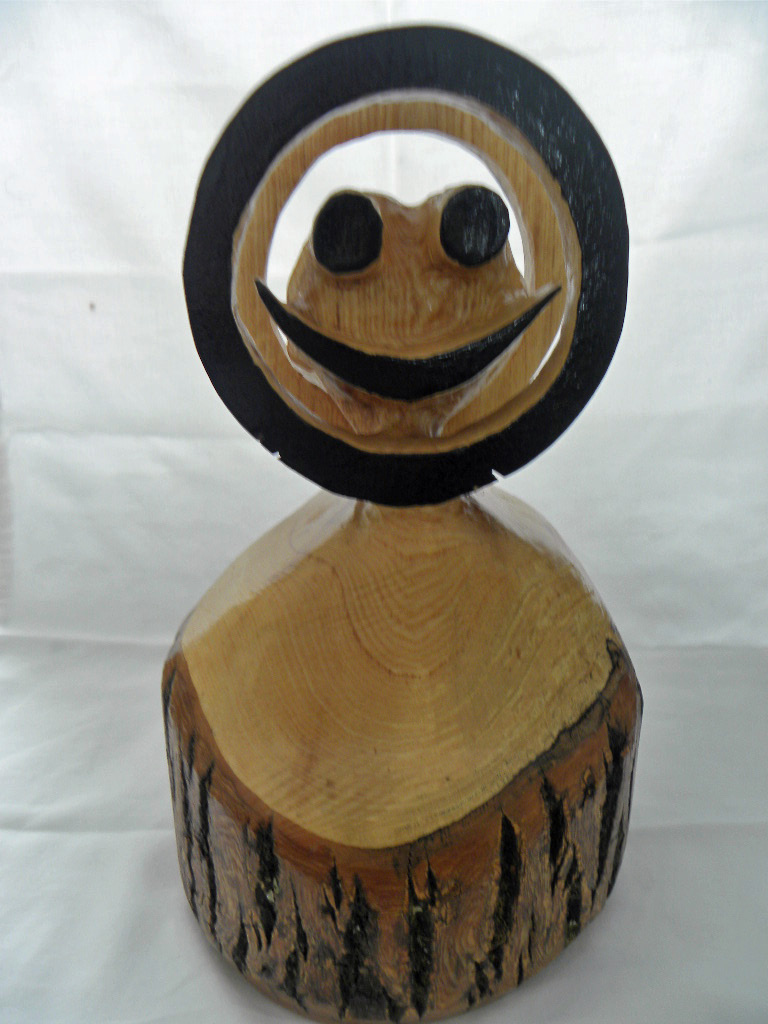 Whimsical Smile-Frown Sculpture � Oak � Item 239