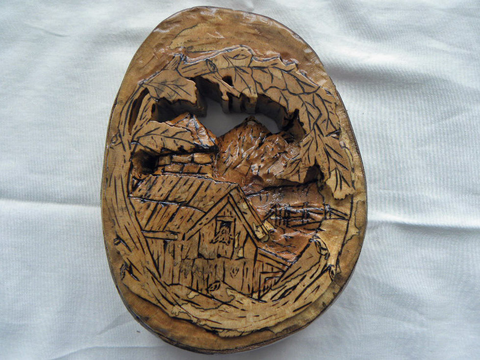 Valley Farm � Burnt, Carved, Etched, Scrolled �  Sycamore - Item 243