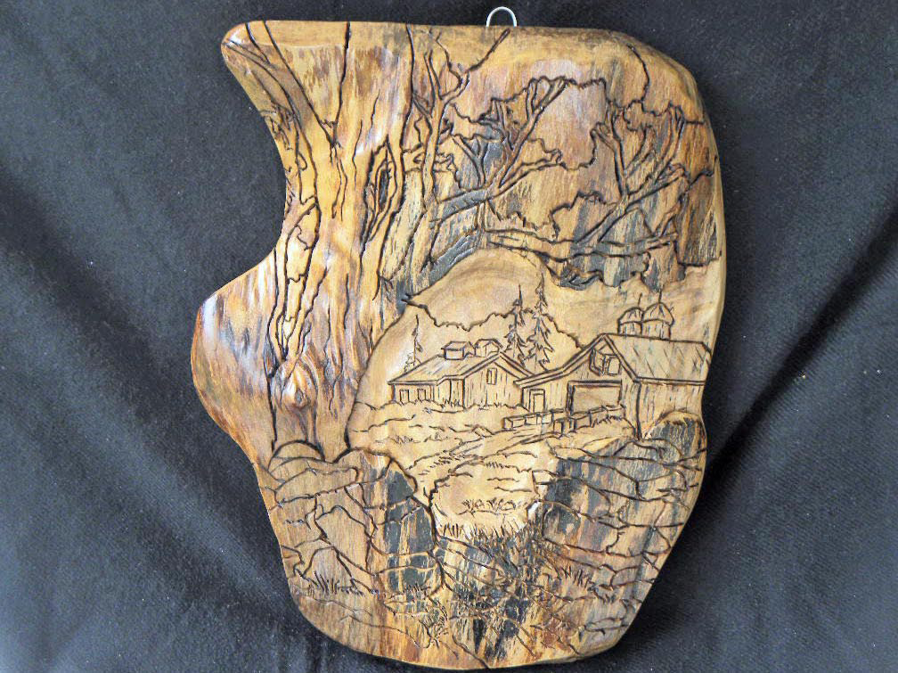 House & Barn � Burnt & Etched - Sycamore � Item 265