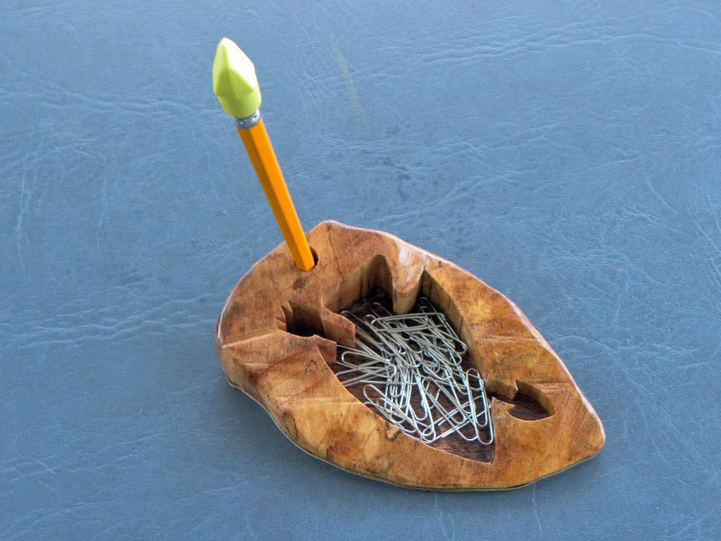 Arrowhead Pen & Paper Clip Holder - Sycamore - Item 293