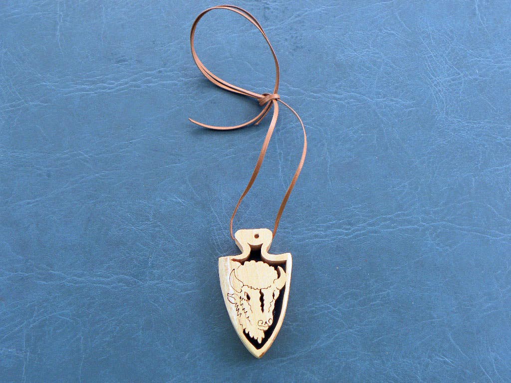 Buffalo Arrowhead Necklace - Sycamore - Scrolled - Item 302