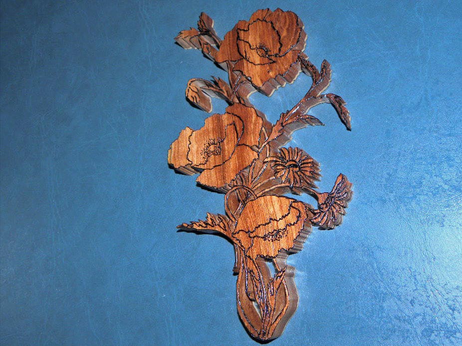Flowers - Peonies - Maple - Etched & Scrolled - Item 377