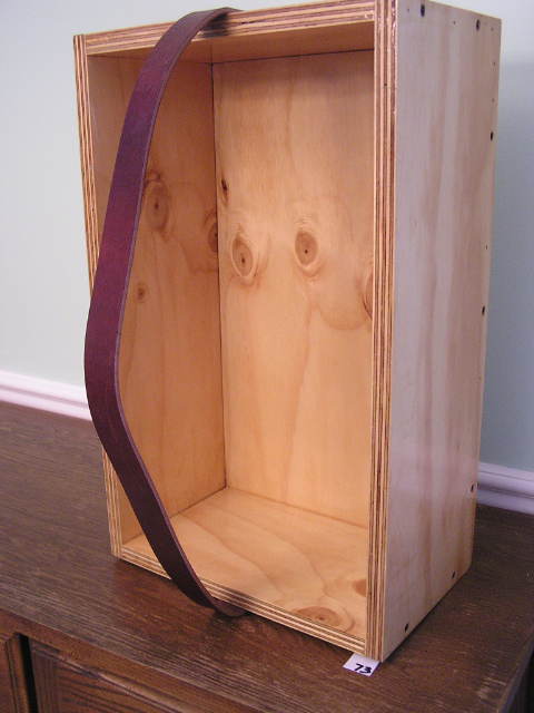 Box - Leather Strap Handle - Exterior Plywood - Item 73 - SOLD