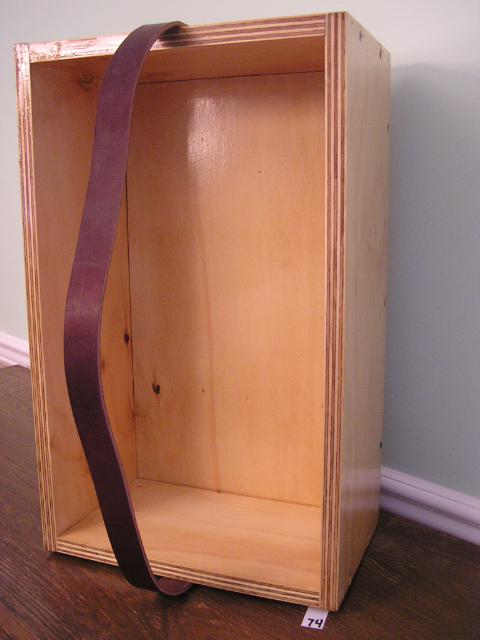 Box - Leather Strap Handle - Exterior Plywood - Item 74 - SOLD