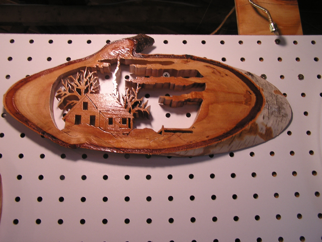 House w/ Smoke Rising From Chimney - Birch - Item Y - SOLD